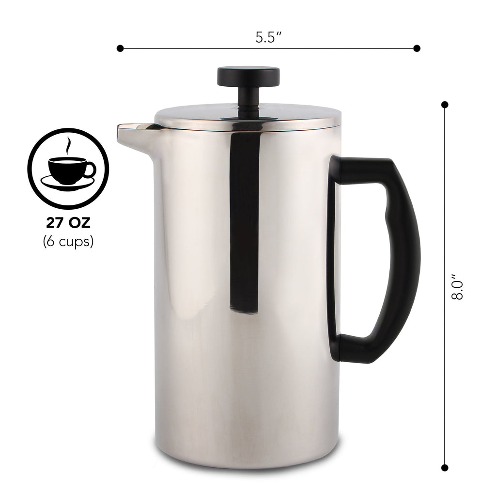 Paquete esencial de cafetera de émbolo, acero inoxidable