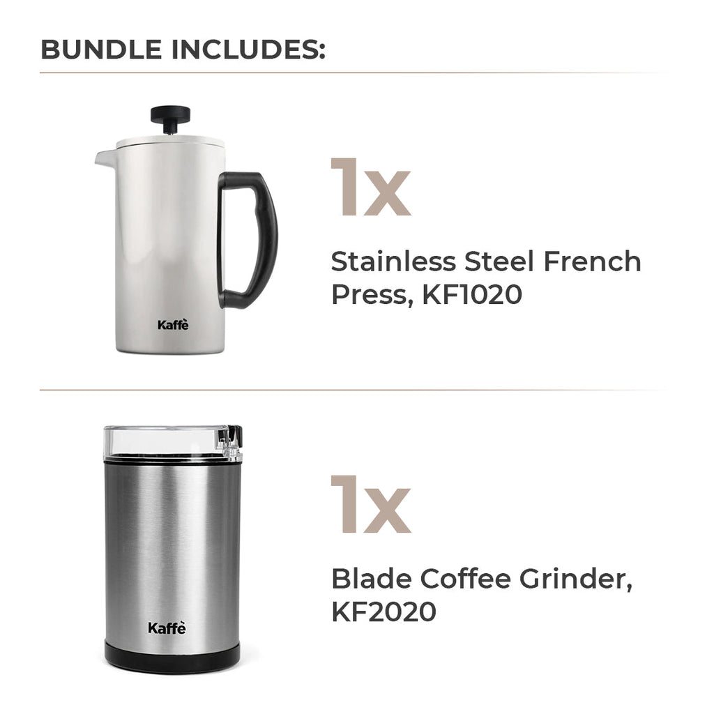 Paquete esencial de cafetera de émbolo, acero inoxidable
